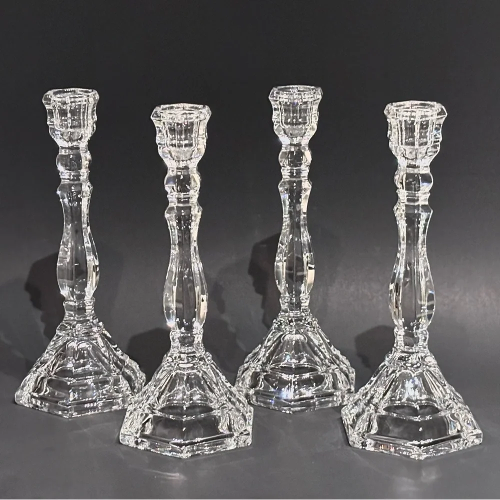 Set of 4 Tiffany & Co. Crystal Hampton Single Light Candlestick Holders 9" - Picture 1 of 12